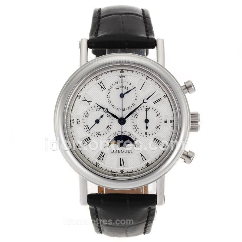 Breguet Ref.1775 Chronograph Lemania Movement with Moonphase-White Dial