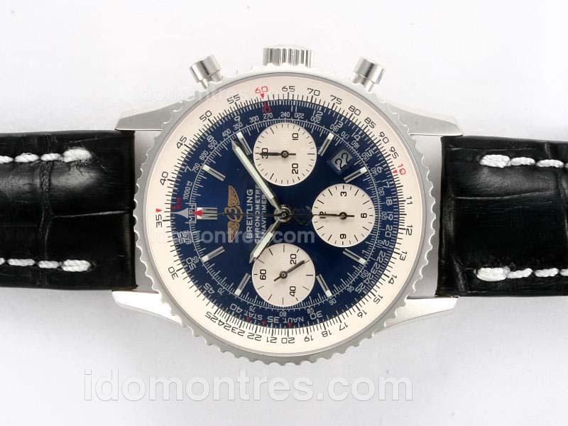Breitling Navitimer Chronograph Swiss Valjoux 7750 Movement with Blue Dial