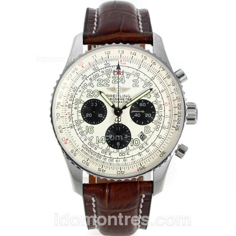 Breitling Navitimer Chronograph Swiss Valjoux 7750 Movement with White Dial-Sapphire Glass