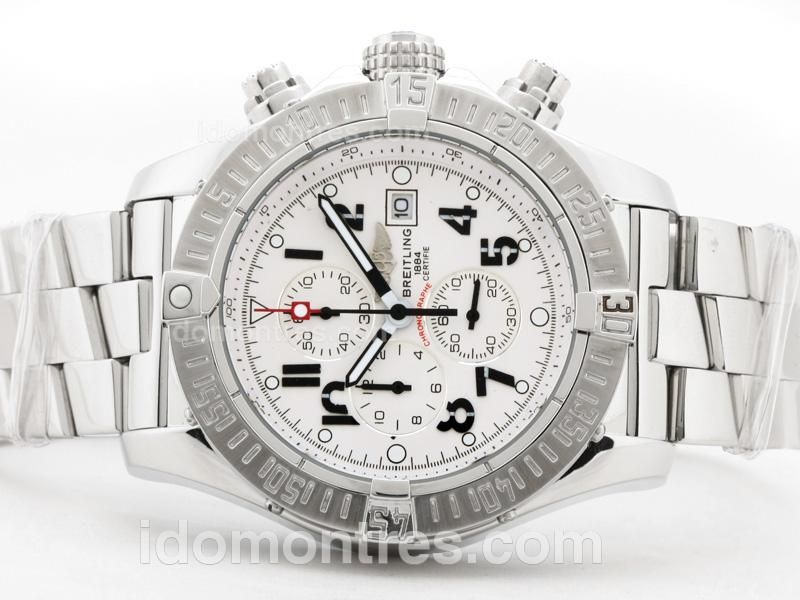 Breitling Skyland Avenger Working Chronograph with White Dial--Arabic Marking S/S