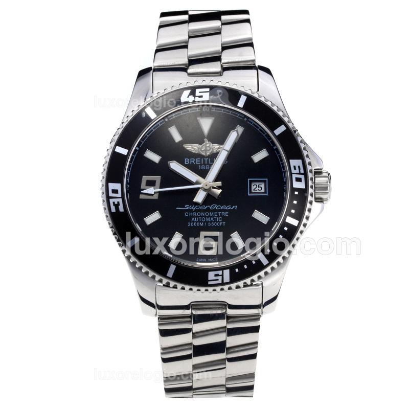 Breitling Super Ocean Automatic Black Bezel with Black Dial S/S-White Needle