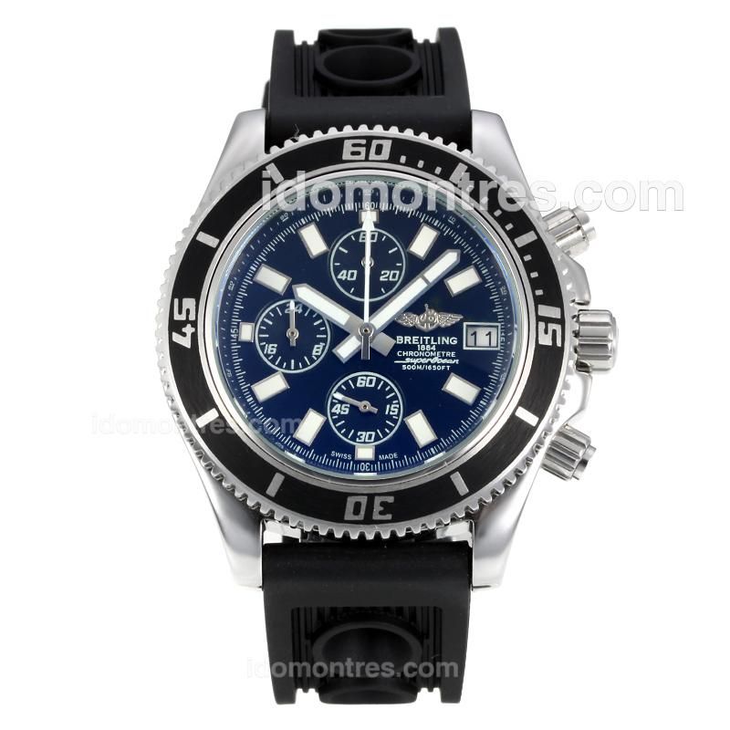 Breitling Super Ocean Working Chronograph Black Bezel with Black Dial-White Needle