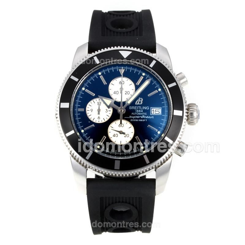 Breitling Super Ocean Working Chronograph Black Bezel with Black Dial-White Needle