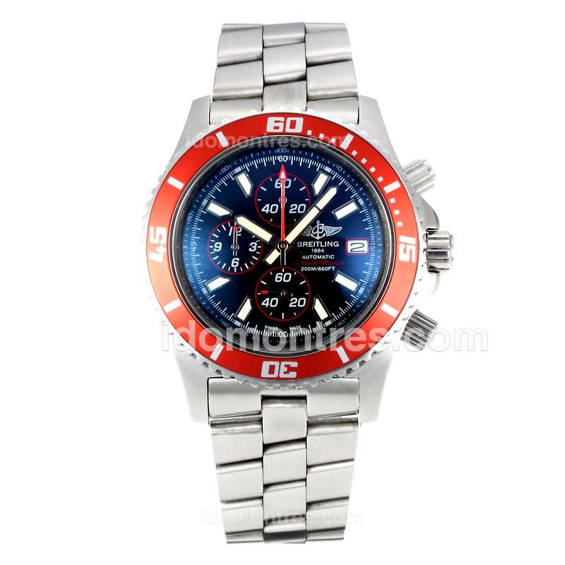 Breitling Super Ocean Working Chronograph Red Bezel with Black Dial-Red Needle