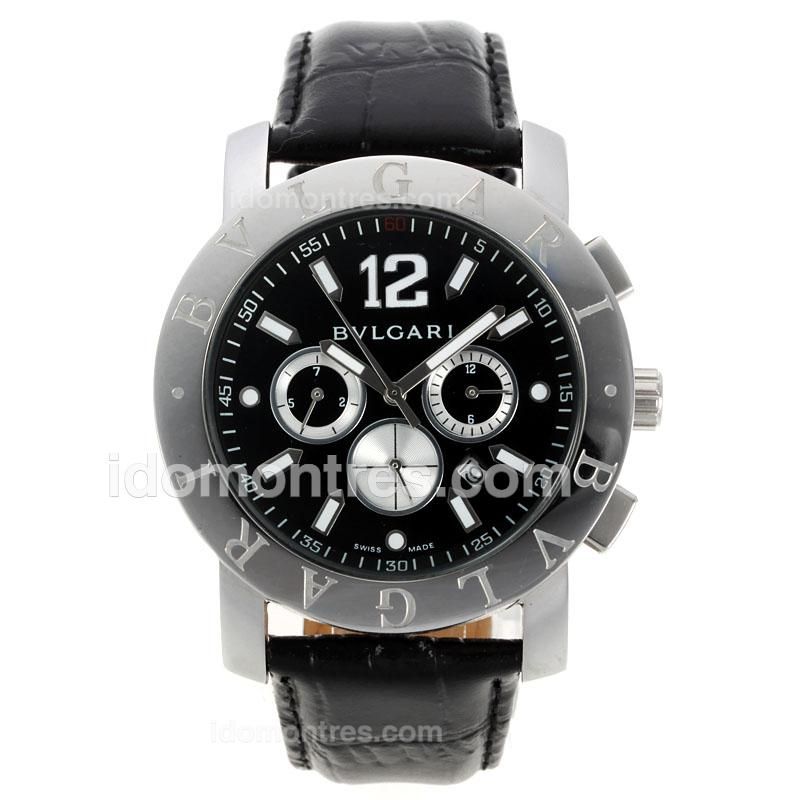 Bvlgari Diagono Professional Automatic with Black Dial-Leather Strap