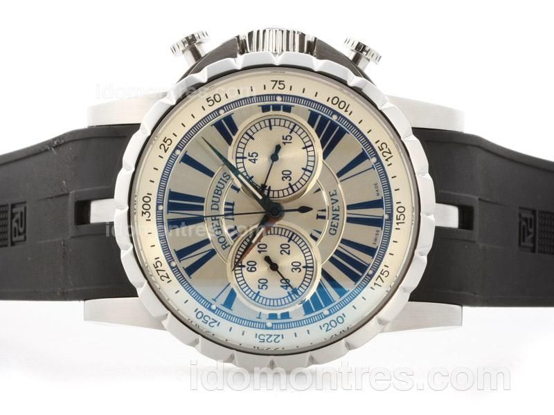 Roger Dubuis Excalibur Chronograph Lemania Movement with White Dial-Blue Markers
