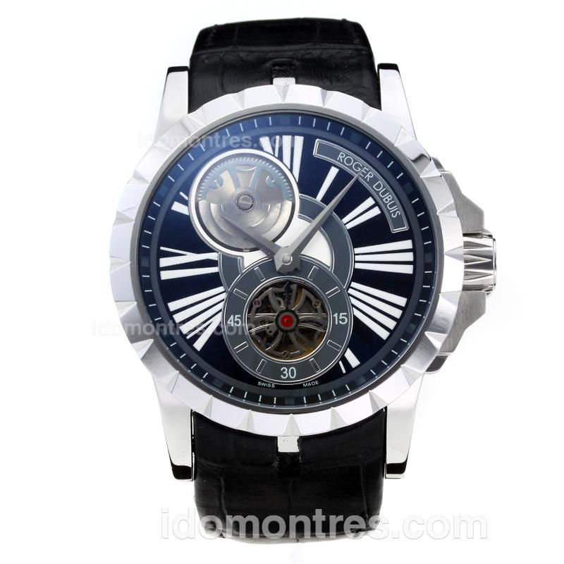 Roger Dubuis Excalibur Tourbillon Automatic with Black Dial-Black Leather Strap