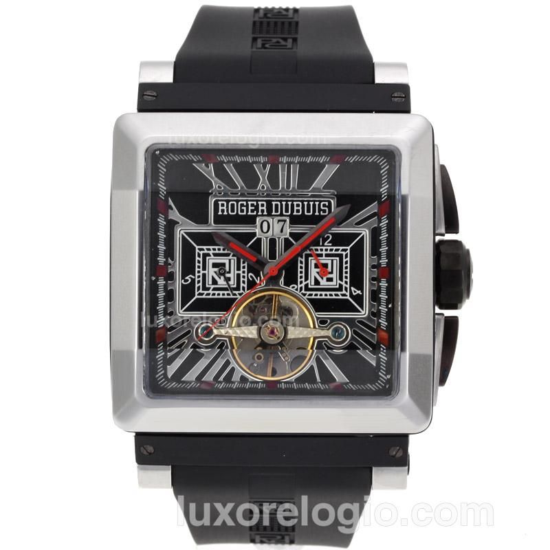 Roger Dubuis Kingsquare Tourbillon Automatic with Black Dial-Rubber Strap