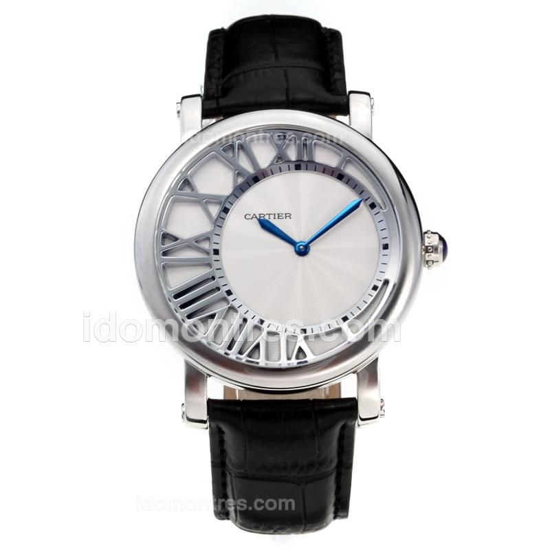 Cartier Classic with White Dial-Leather Strap