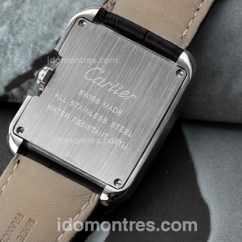 Cartier Tank Anglaise with White Dial-Black Leather Strap(Gift Box is Included)