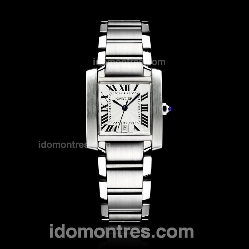 Cartier Tank Swiss ETA Movement with White Dial S/S(Gift Box is Included)