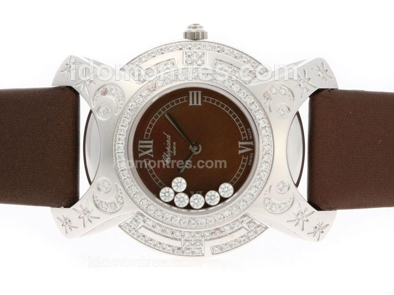 Chopard Happy Sport Swiss ETA Movement Diamond Bezel with Brown Dial