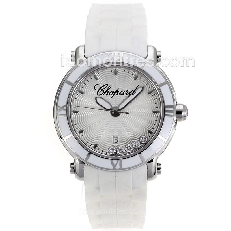 Chopard Happy Sport White Bezel and Dial with Rubber Strap-Sapphire Glass