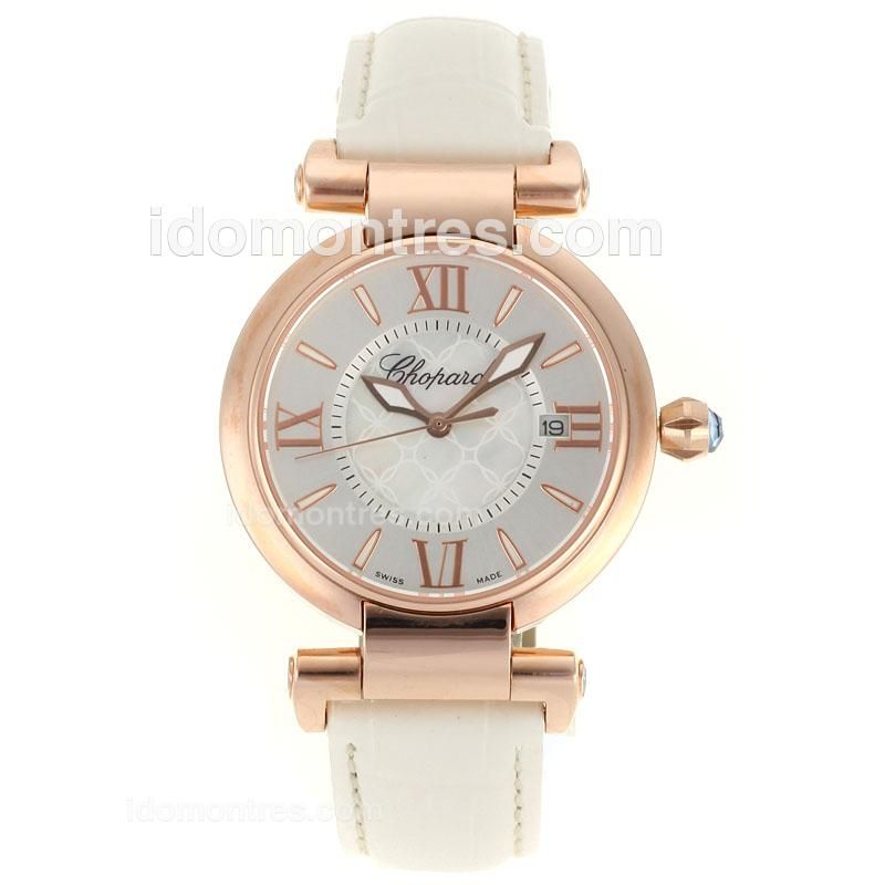 Chopard Imperiale Swiss ETA Movement Rose Gold Case with MOP Dial-Leather Strap