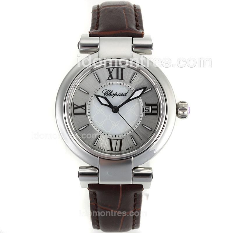 Chopard Imperiale with MOP/Silver Dial-Brown Leather Strap