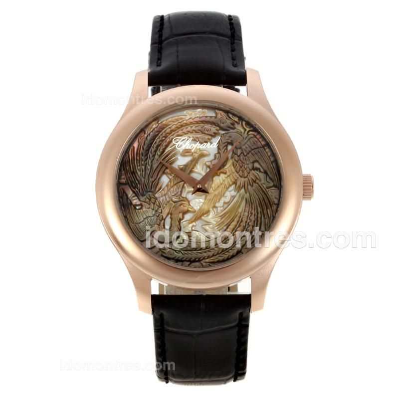 Chopard LUC XP Urushi Phoenix Rose Gold Case with Black Leather Strap