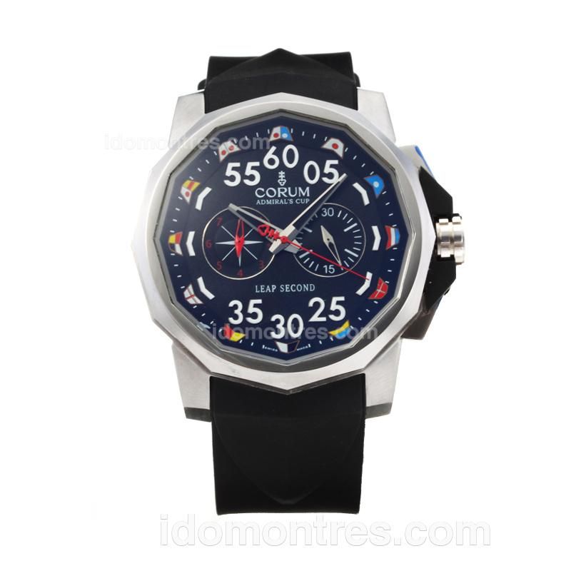 Corum Admiral's Cup Working Chronograph with Black Dial-Rubber Strap
