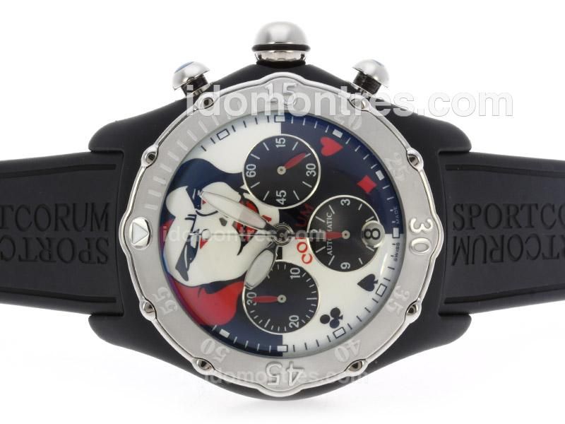 Corum Bubble Dive Laquered Dial with Woman Illustration Swiss Valjoux 7750 Movement
