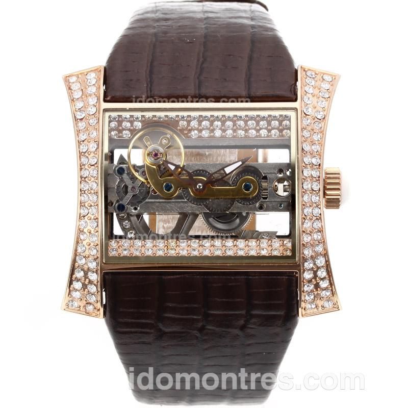 Corum Golden Bridge Automatic Rose Gold Case with Leather Strap
