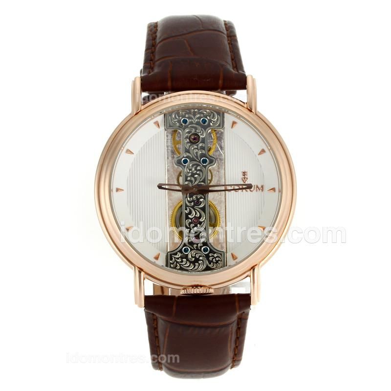 Corum Golden Bridge Rose Gold Case With White Dial-Leather Strap