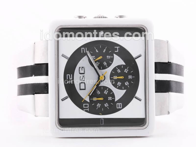 D&G Cream Working Chronograph White Watch