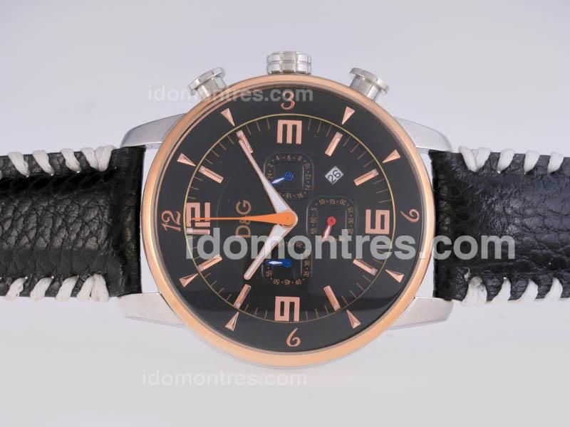 D&G Woring Chronograph Two Tone Case with Black Dial