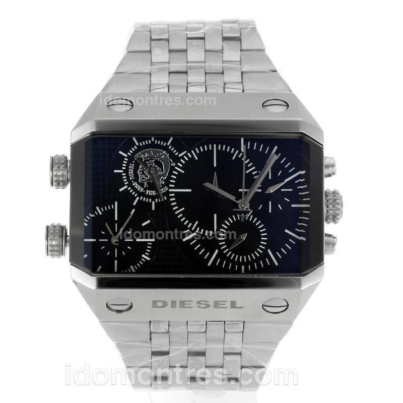 Diesel Three Time Zone Working Chronograph with Black Dial S/S