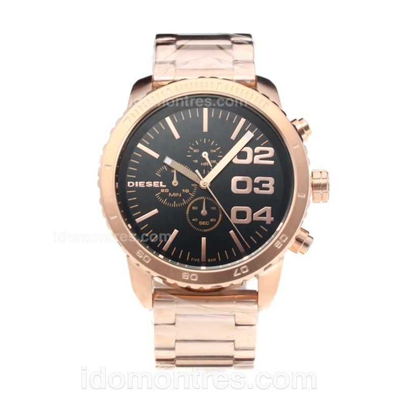 Diesel Working Chronograph Full Rose Gold with Black Dial