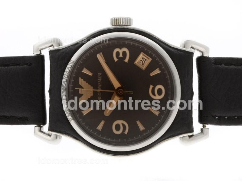 Emporio Armani Classic with Black Dial-Couple Watch