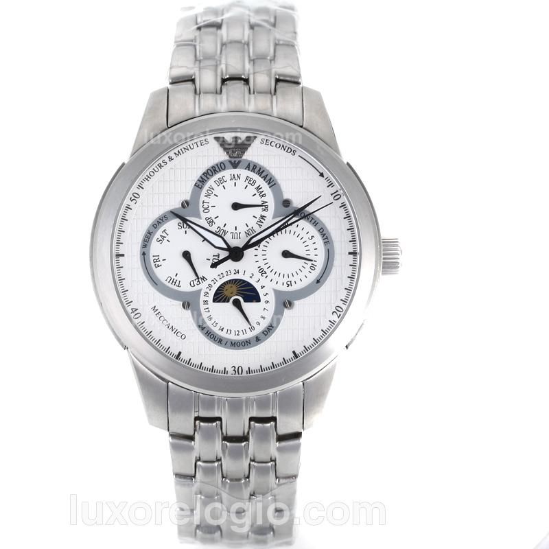 Emporio Armani Sport Moonphase Automatic with White Dial S/S