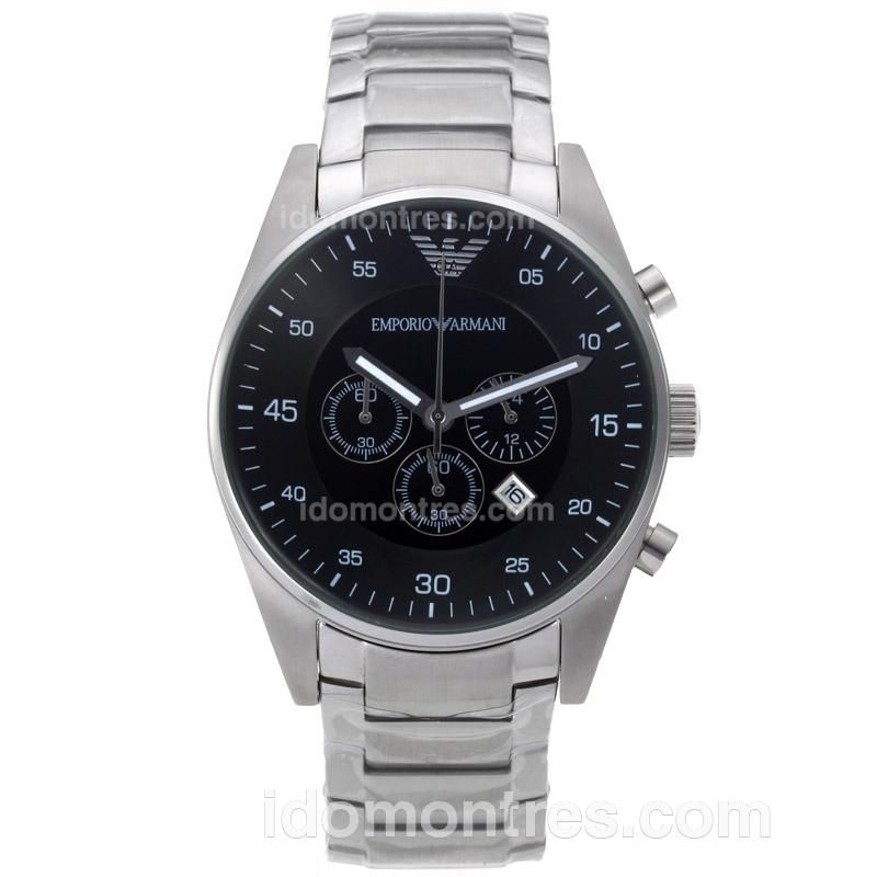 Emporio Armani Sport Working Chronograph with Black Dial S/S