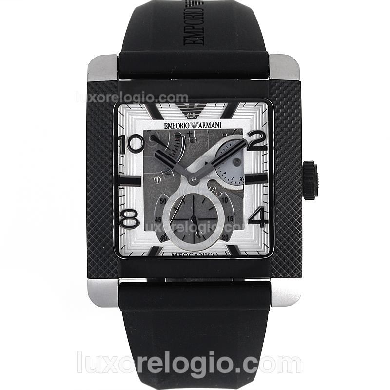 Emporio Armani Sport Working Power Reserve Automatic with Skeleton Dial-Rubber Strap