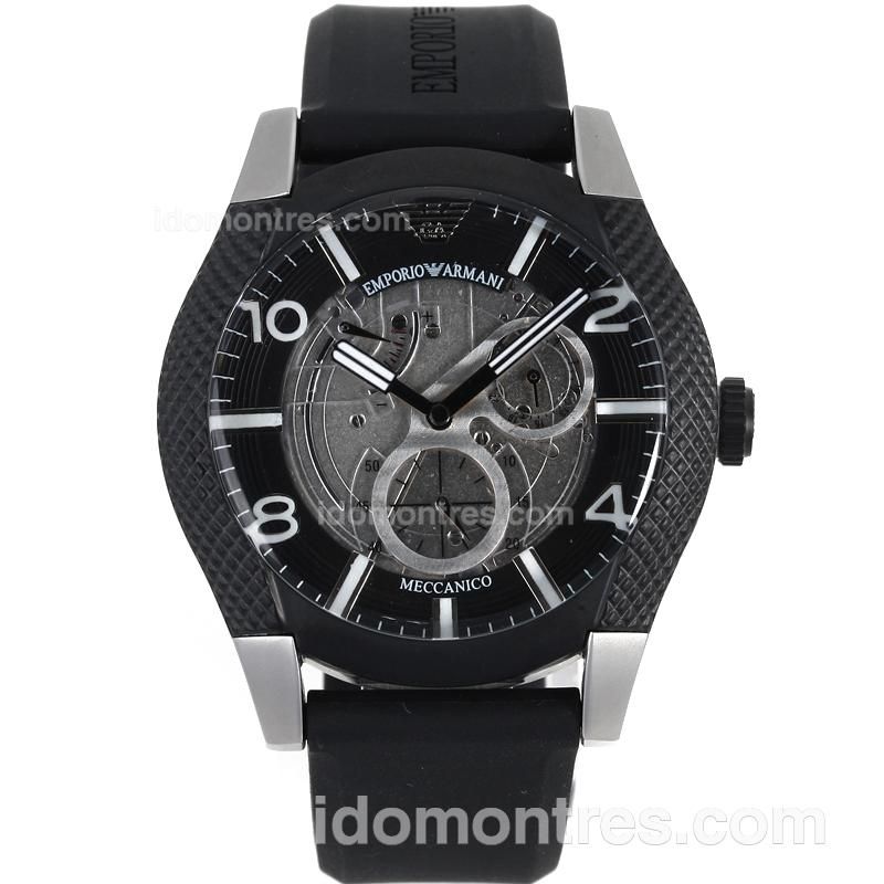 Emporio Armani Sport Working Power Reserve Automatic with Skeleton Dial-Rubber Strap