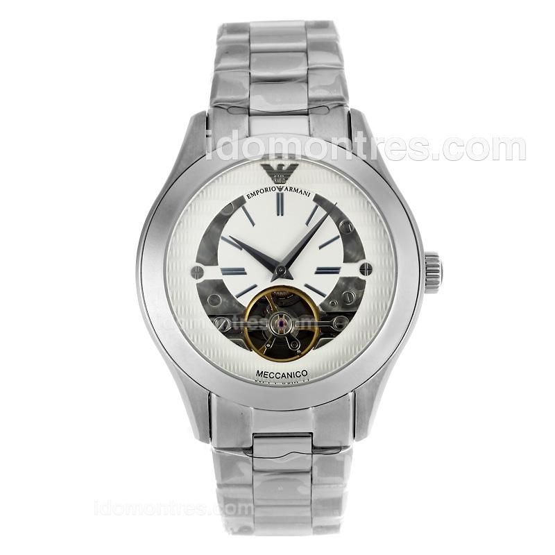 Emporio Armani Tourbillon Automatic with White Dial S/S