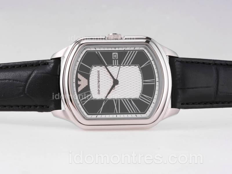 Emporio Armani with White Dial-Roman Marking