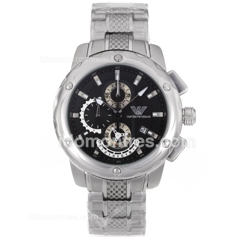 Emporio Armani Working Chronograph Black Dial S/S