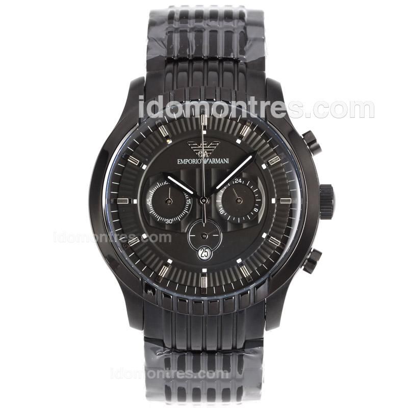 Emporio Armani Working Chronograph Full PVD Black Dial with Stick Markers