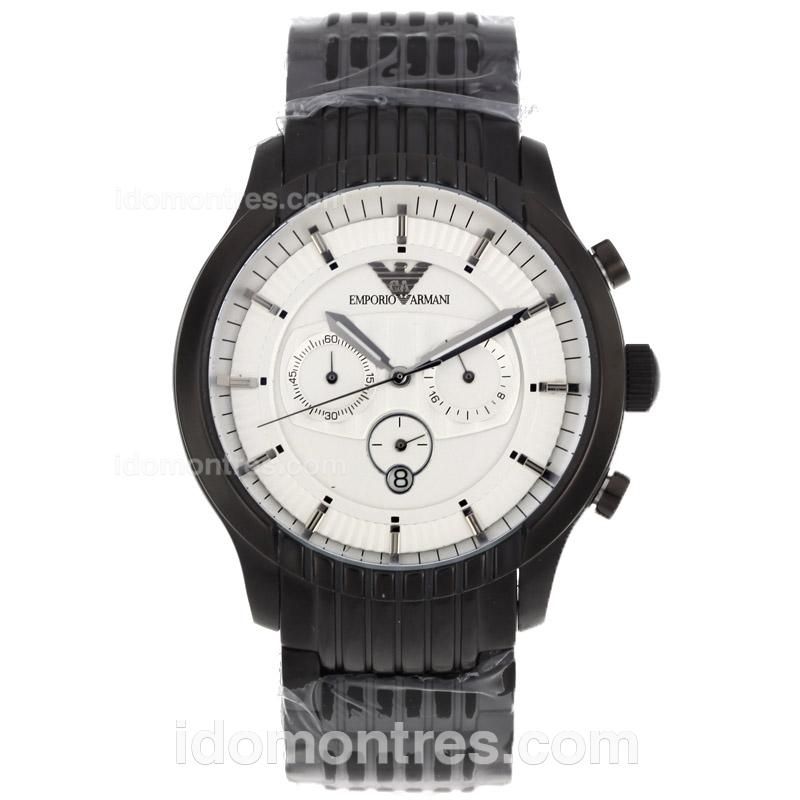 Emporio Armani Working Chronograph Full PVD White Dial with Stick Markers
