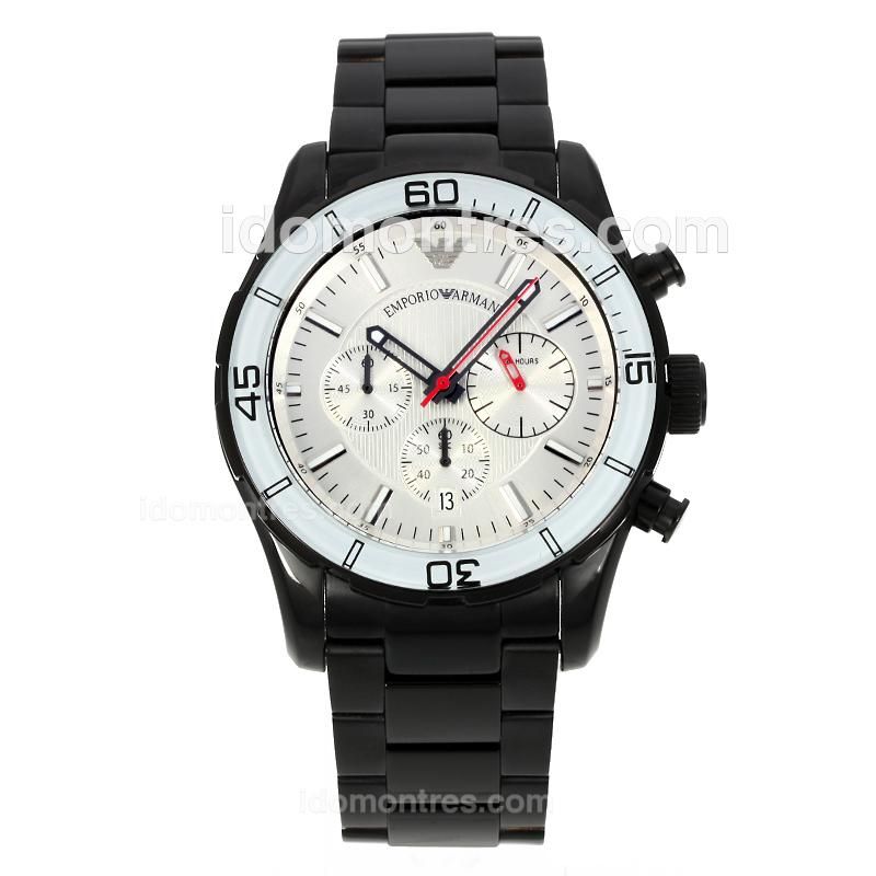 Emporio Armani Working Chronograph Full PVD with White Dial