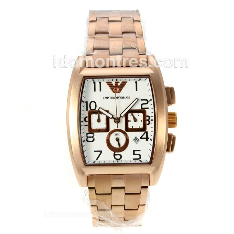 Emporio Armani Working Chronograph Full Rose Gold with Black Dial