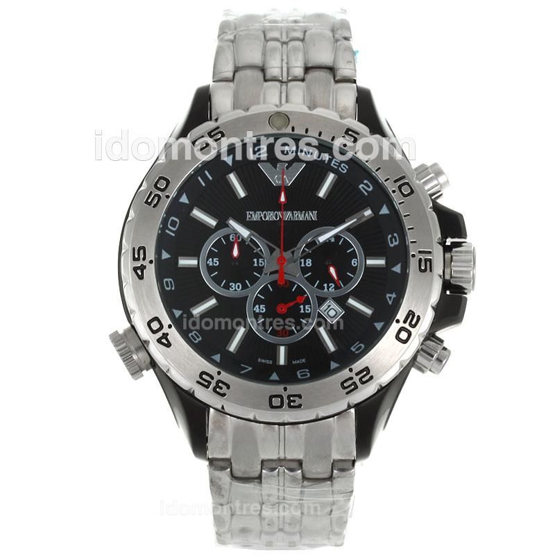 Emporio Armani Working Chronograph PVD Case with Black Dial S/S