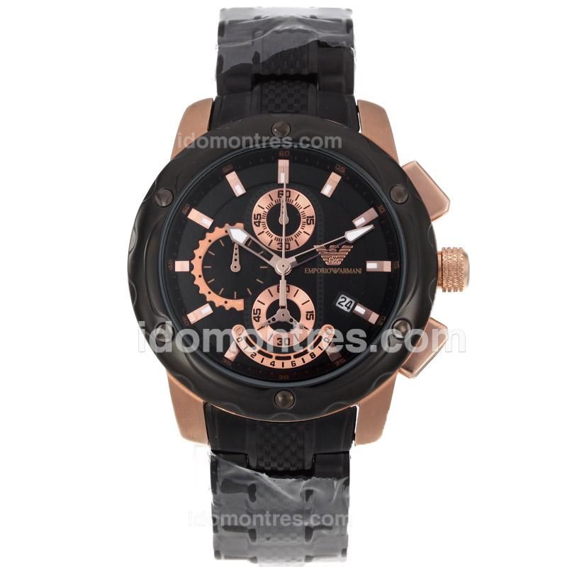 Emporio Armani Working Chronograph Rose Gold Case with Black Dial