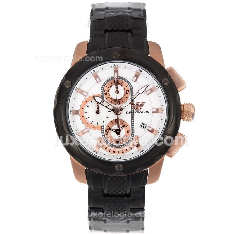 Emporio Armani Working Chronograph Rose Gold Case with White Dial