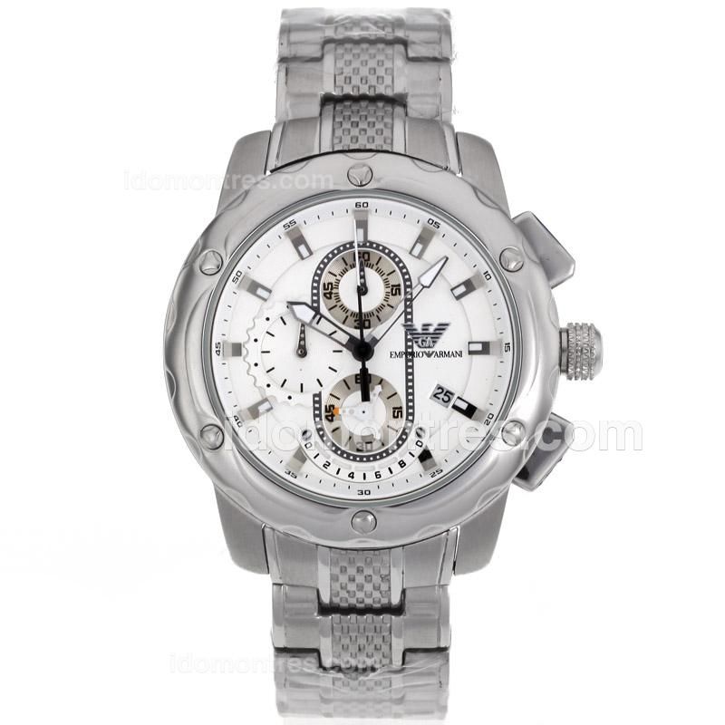 Emporio Armani Working Chronograph White Dial-S/S