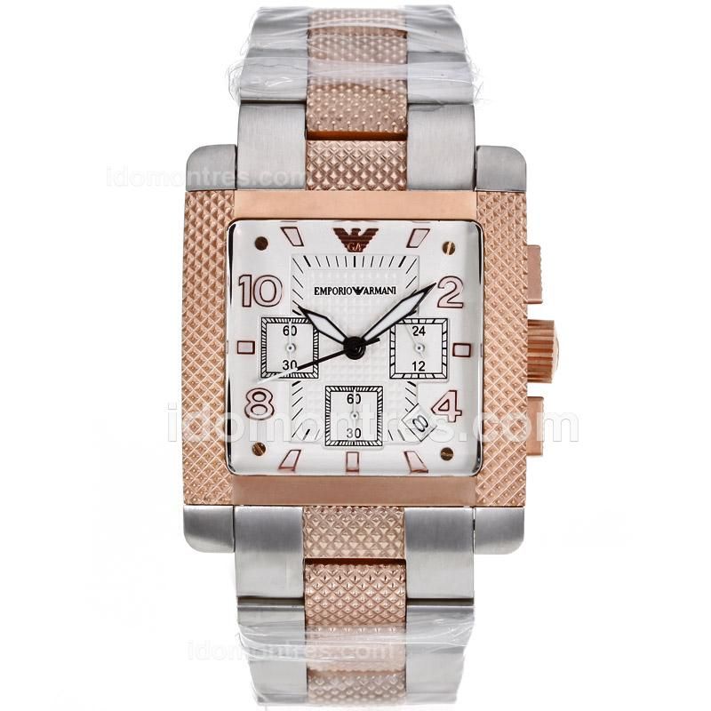 Emporio Armani Working Chronograph Two Tone with White Dial