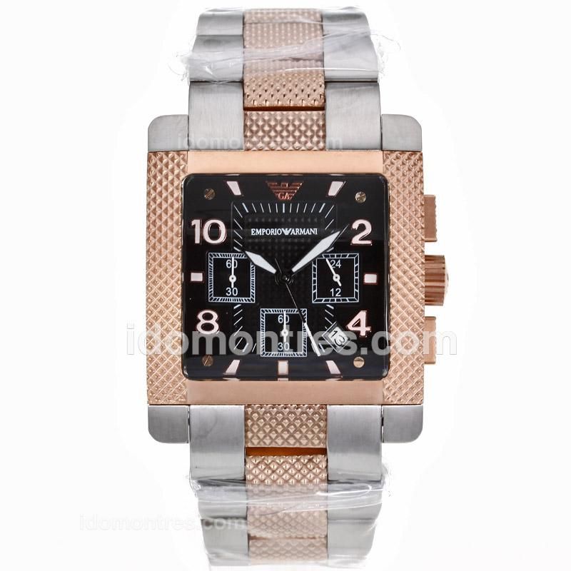 Emporio Armani Working Chronograph Two Tone with Black Dial