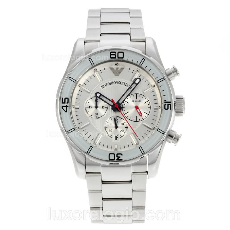 Emporio Armani Working Chronograph with White Dial S/S