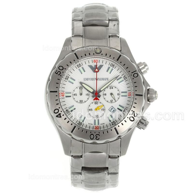 Emporio Armani Working Chronograph with White Dial S/S