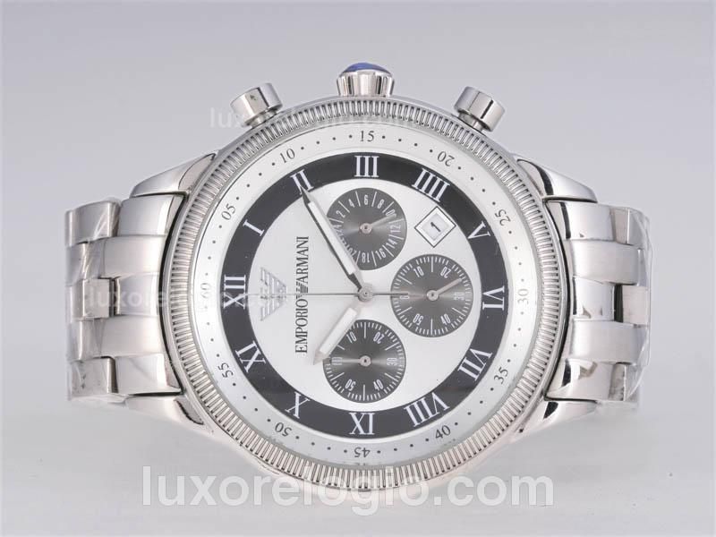 Emporio Armani Working Chronograph with White Dial-Roman Marking