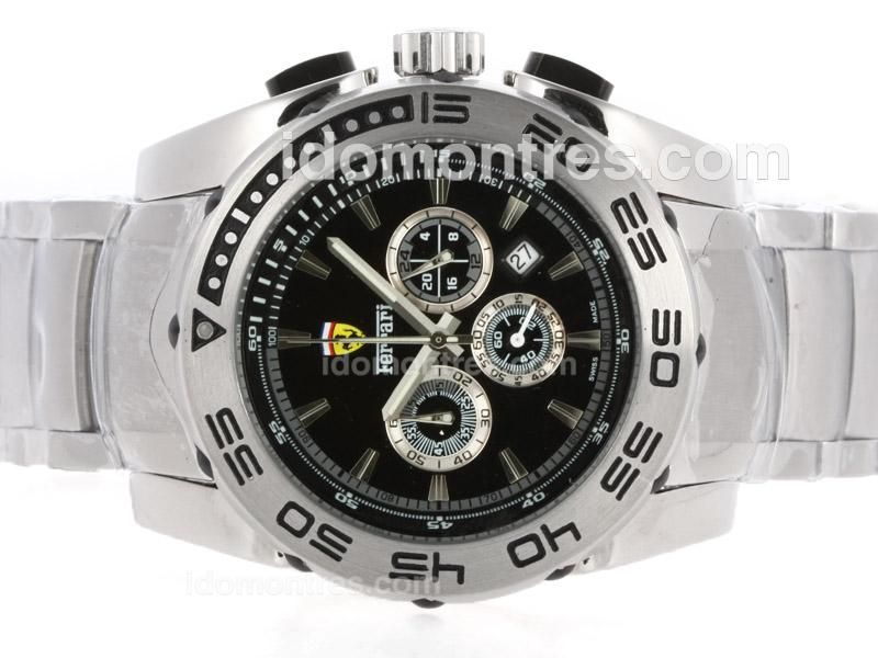 Ferrari Working Chronograph with Black Dial S/S
